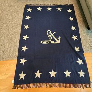 Wool Throw Blanket Chandler 4 Corners 52"x70" Laura Megroz Stars Anchor Nautical